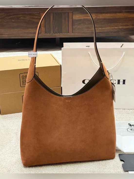 Coach Handbags - Coach Suede Shoulder Hobo in Saddle